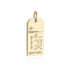 New York USA JFK Luggage Tag Charm Long Solid Gold