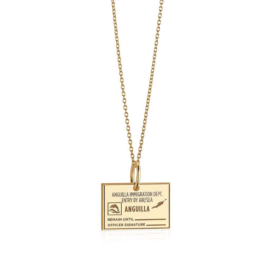 Solid Gold Anguilla Passport Stamp Charm - JET SET CANDY  (4588594626648)