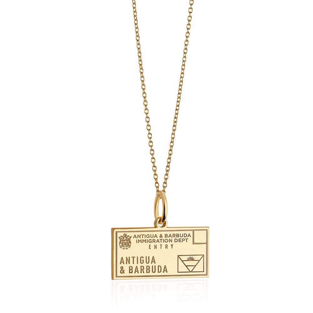 PRE ORDER-Solid Gold Antigua and Barbuda Passport Stamp Charm (6543866396856)