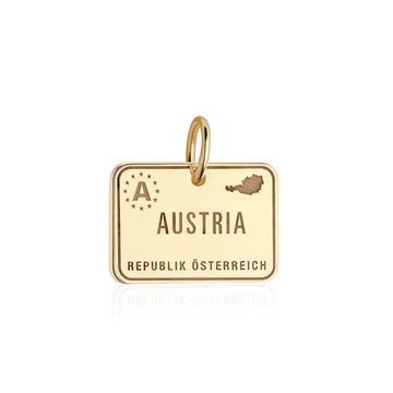 Austria Passport Stamp Charm Solid Gold