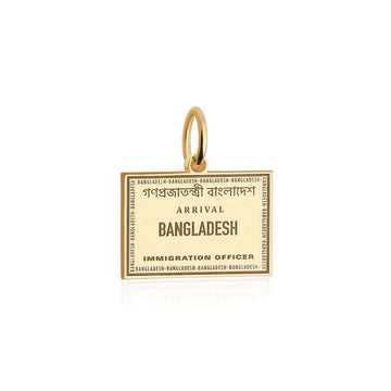 Solid Gold Travel Charm, Bangladesh Passport Stamp