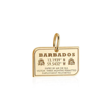 Barbados Passport Stamp Charm Solid Gold