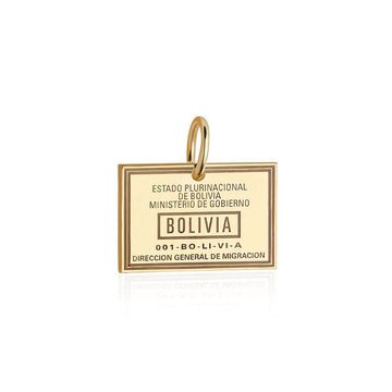 Bolivia Passport Stamp Charm Solid Gold