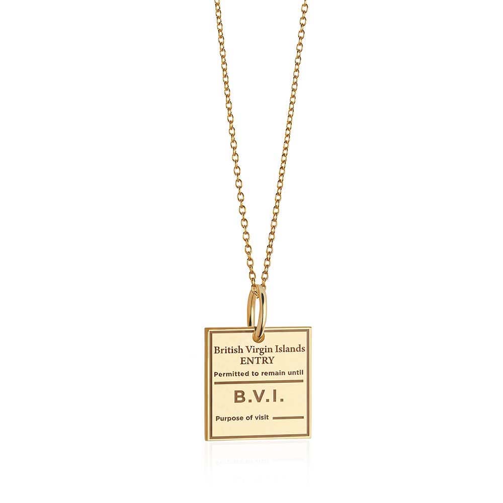 Solid Gold Caribbean Charm, British Virgin Islands Passport Stamp - JET SET CANDY (6930091737272)