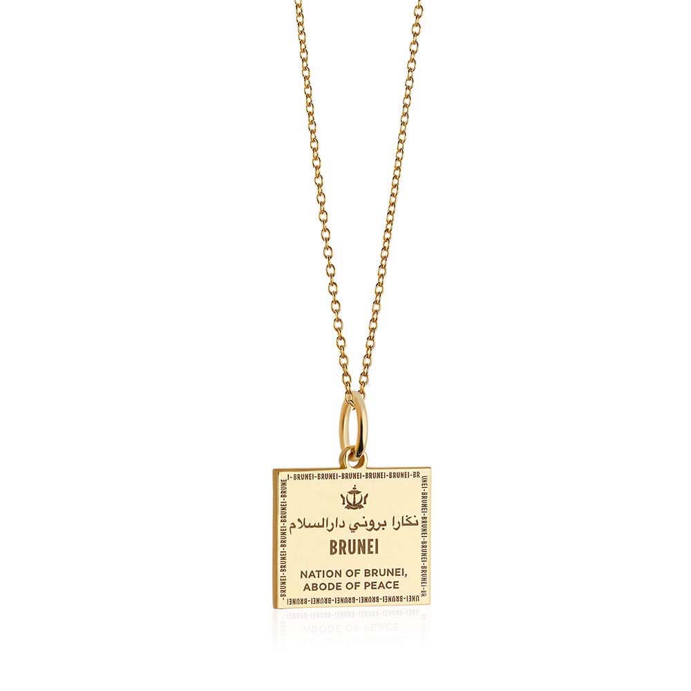 Solid Gold Travel Charm, Brunei Passport Stamp - JET SET CANDY (6930085871800)