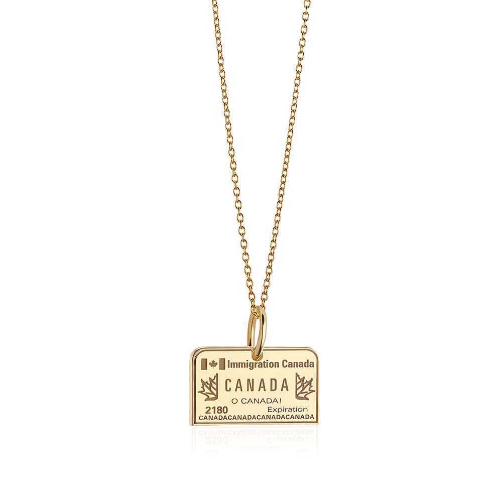 Solid Gold Canada Charm, Passport Stamp - JET SET CANDY  (4597148221528)