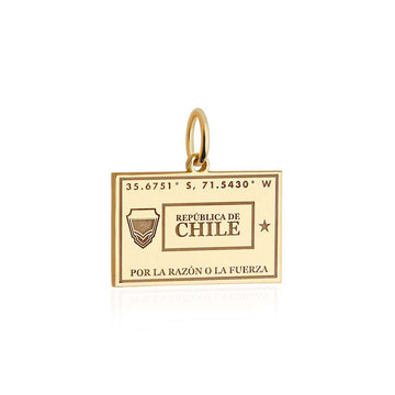 Chile Passport Stamp Charm Solid Gold