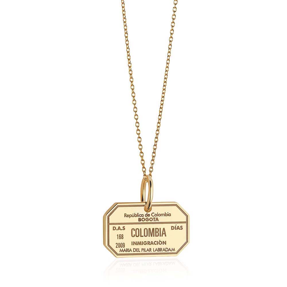 Colombia Passport Stamp Charm Solid Gold – JET SET CANDY