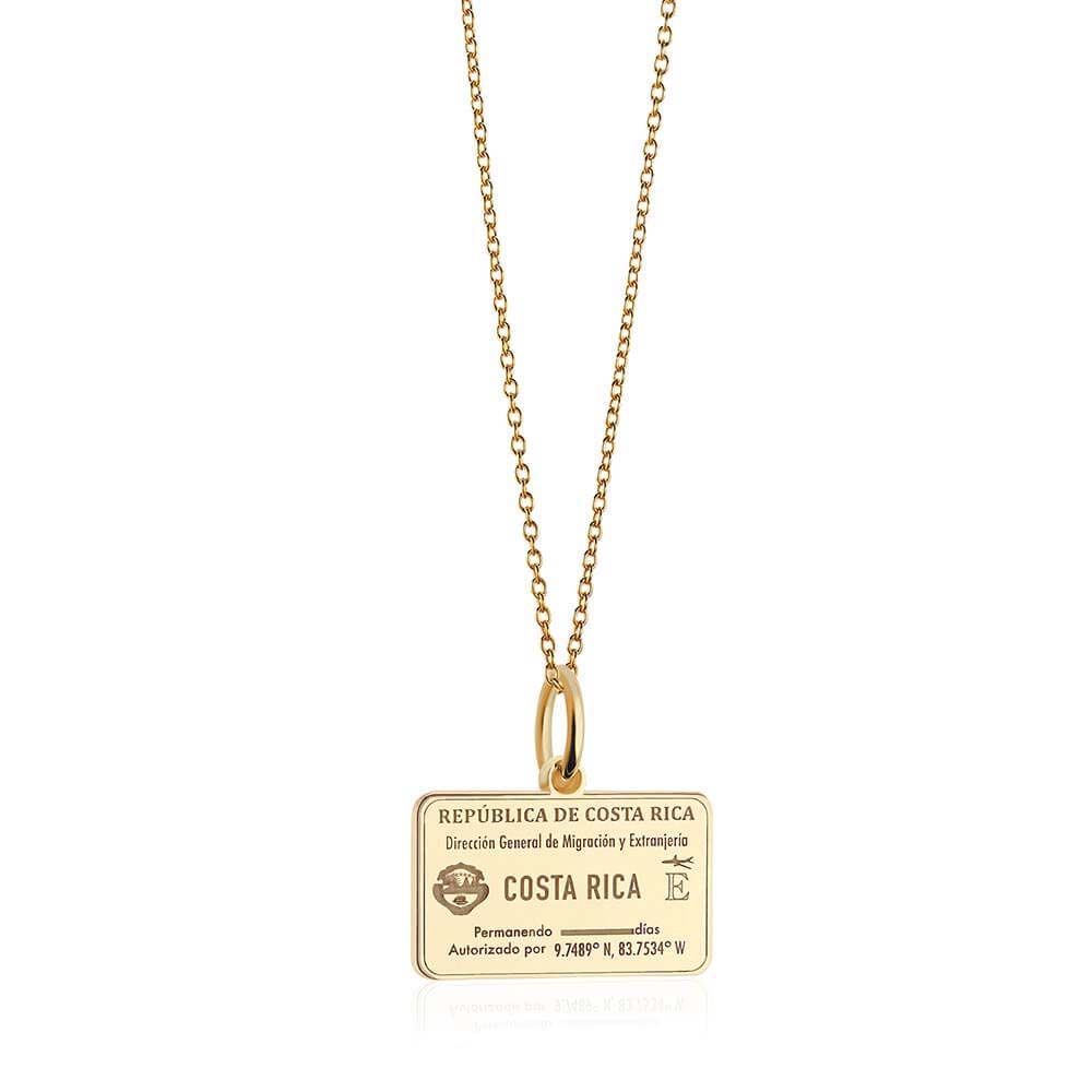 Solid Gold Travel Charm, Costa Rica Passport Stamp - JET SET CANDY (6930091901112)