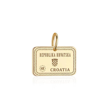 Croatia Passport Stamp Charm Solid Gold