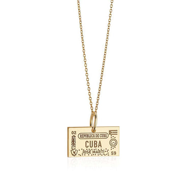 Cuba Passport Stamp Charm Solid Gold