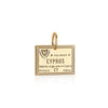 Cyprus Passport Stamp Charm Solid Gold
