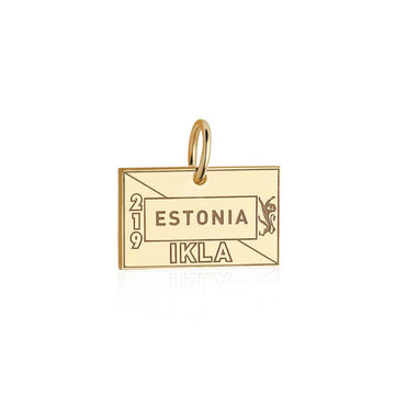 Estonia Passport Stamp Charm Solid Gold