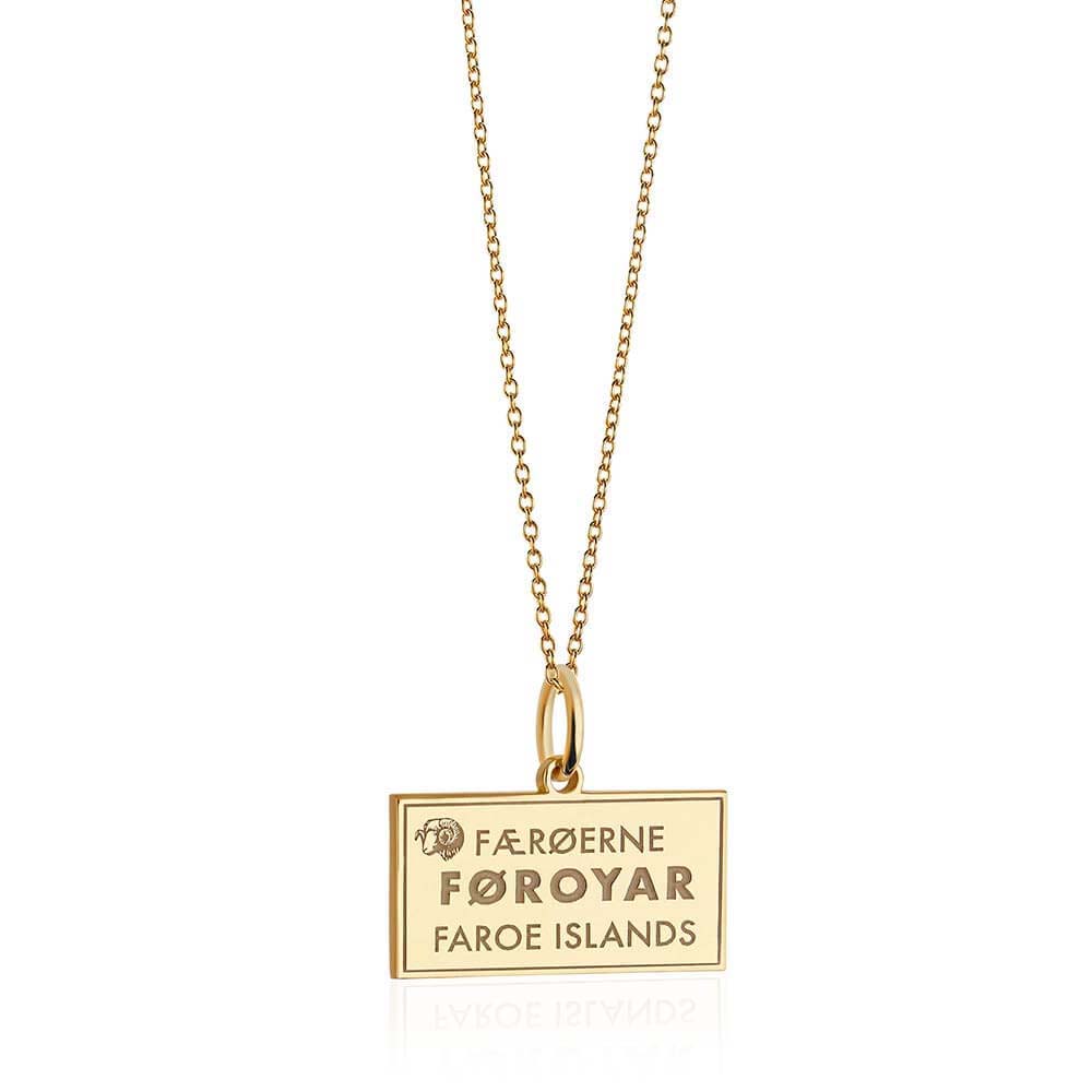 Solid Gold Travel Charm, Faroe Islands Passport Stamp - JET SET CANDY (6930074337464)