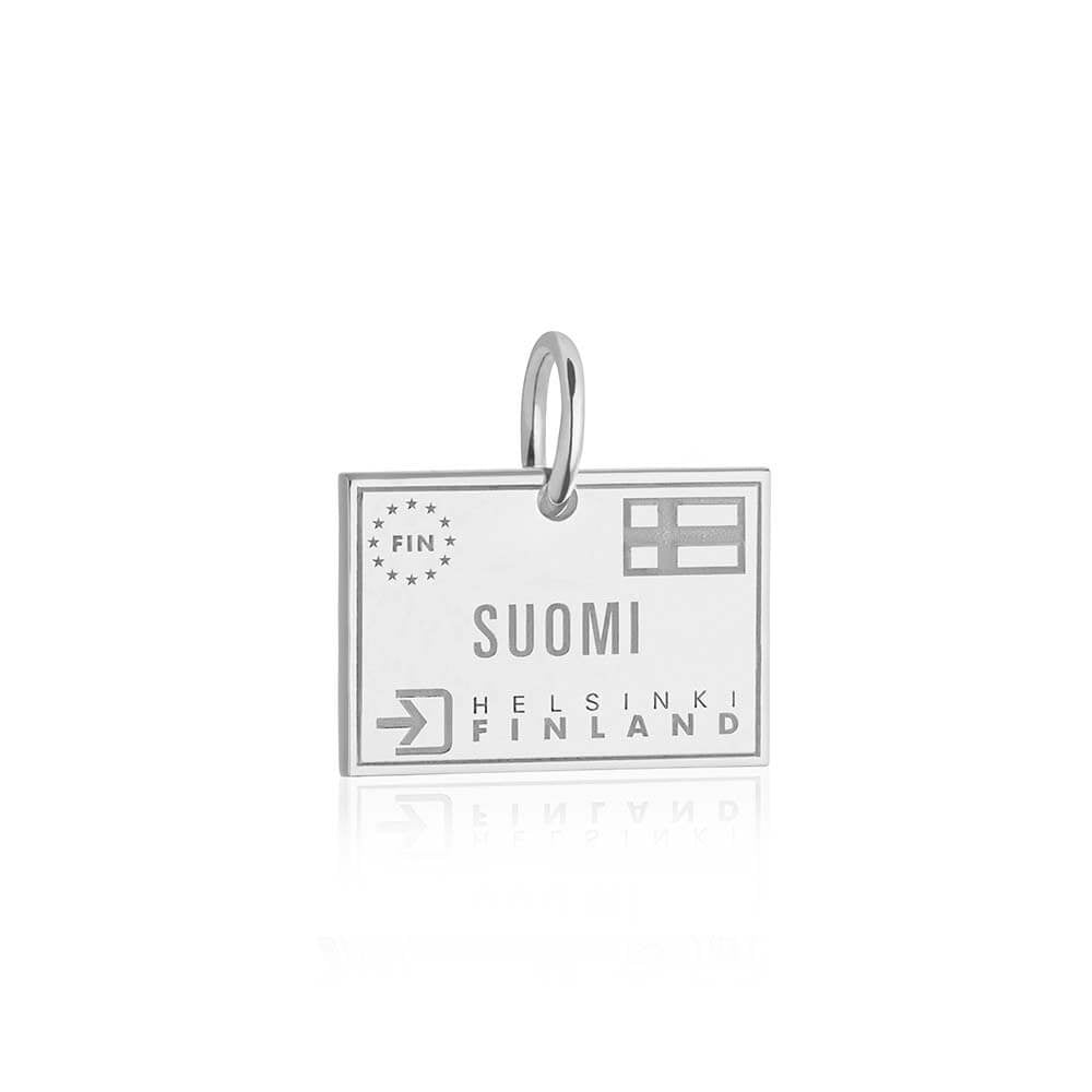 Sterling Silver Travel Charm, Finland Passport Stamp (1720202330170)