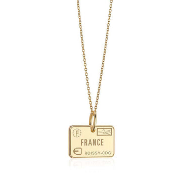 France Passport Stamp Charm Solid Gold