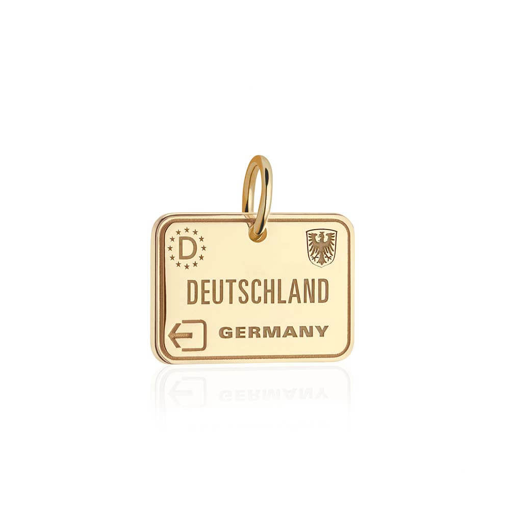 Germany Passport Stamp Charm | 14K Solid Gold Travel Charm – JET