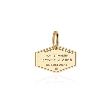 Guadeloupe Passport Stamp Charm Solid Gold