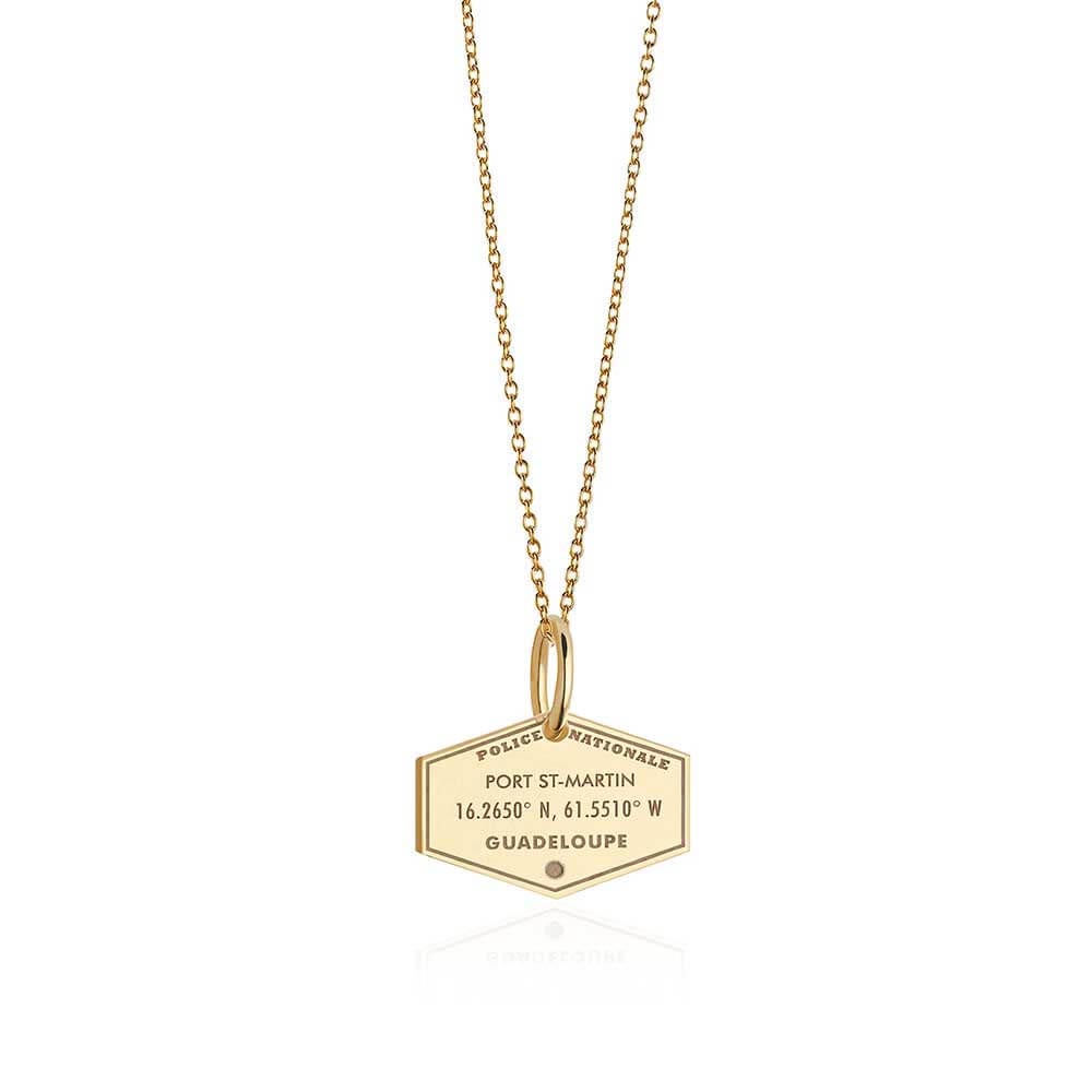 Solid Gold Guadeloupe Passport Stamp Charm - JET SET CANDY (6930072862904)