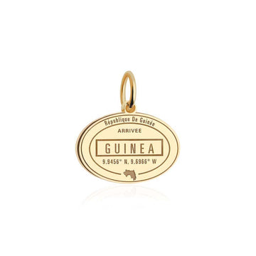 Solid Gold Travel Charm, Guinea Passport Stamp