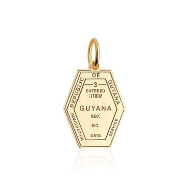 Guyana Passport Stamp Charm Solid Gold