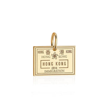 Hong Kong Passport Stamp Charm Solid Gold