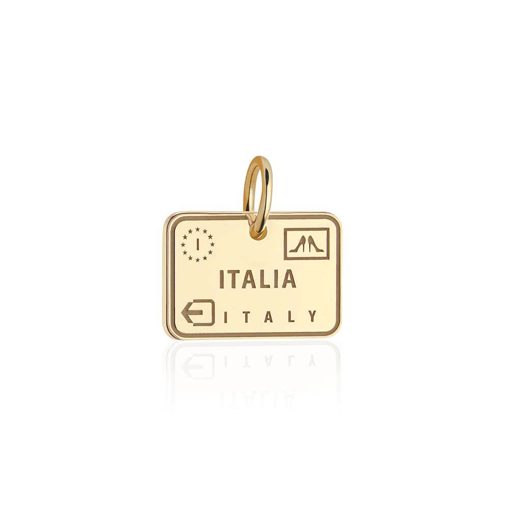 PRE-ORDER: Solid Gold Italy Charm, Passport Stamp Charm (6571802165432)