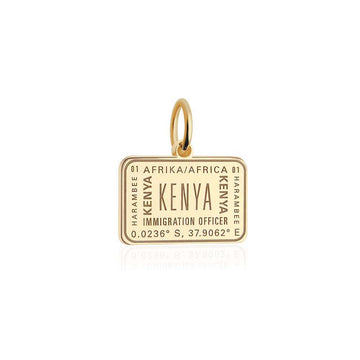 Kenya Passport Stamp Charm Solid Gold