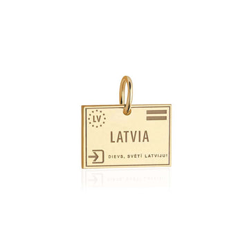 Latvia Passport Stamp Charm Solid Gold