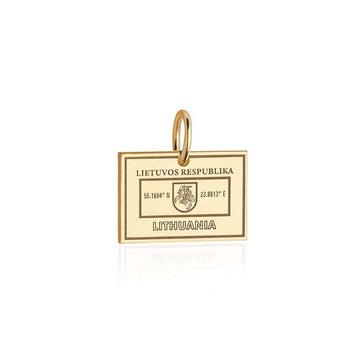 Lithuania Passport Stamp Charm Solid Gold
