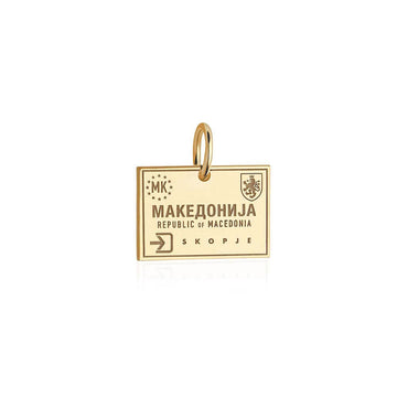 Macedonia Passport Stamp Charm Solid Gold
