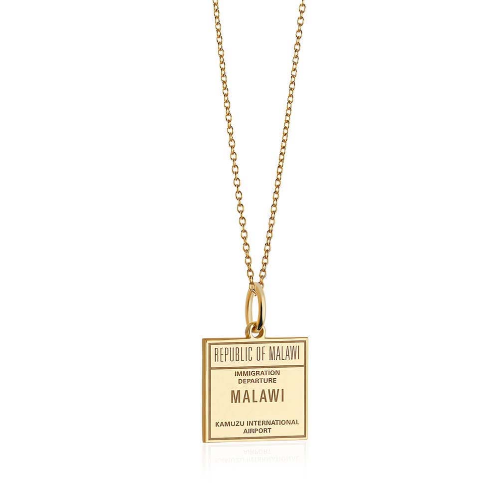 Solid Gold Travel Charm, Malawi Passport Stamp - JET SET CANDY (6930077647032)