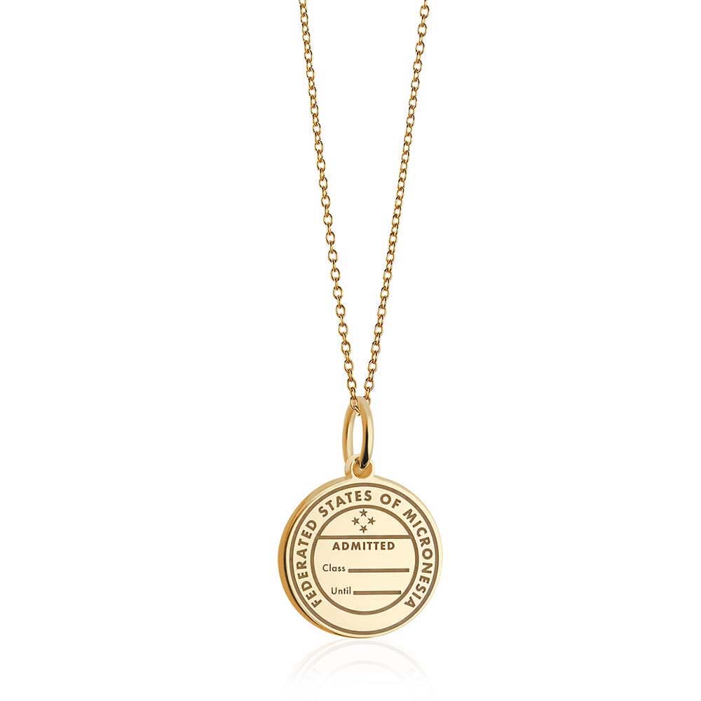 Solid Gold Charm, Micronesia Passport Stamp - JET SET CANDY (6930094784696)