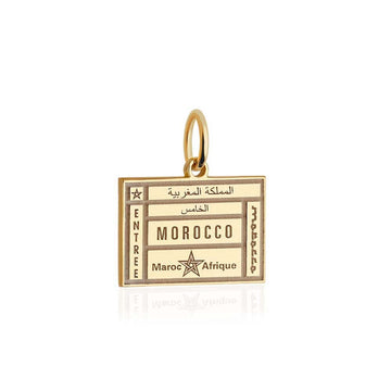 Morocco Passport Stamp Charm Solid Gold