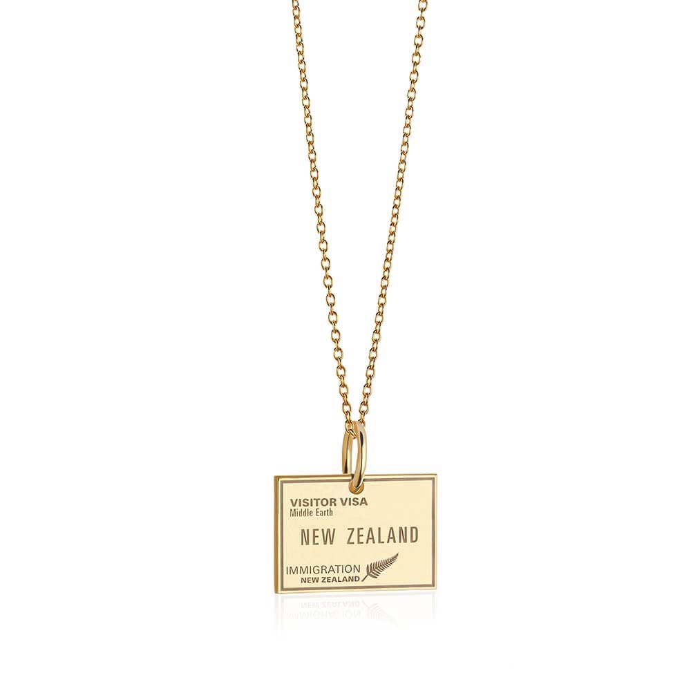 Solid Gold New Zealand Passport Stamp Charm (6080812318904)