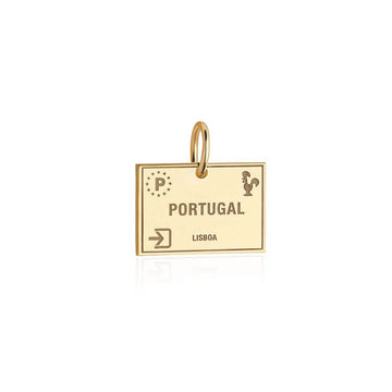 Portugal Passport Stamp Charm Solid Gold