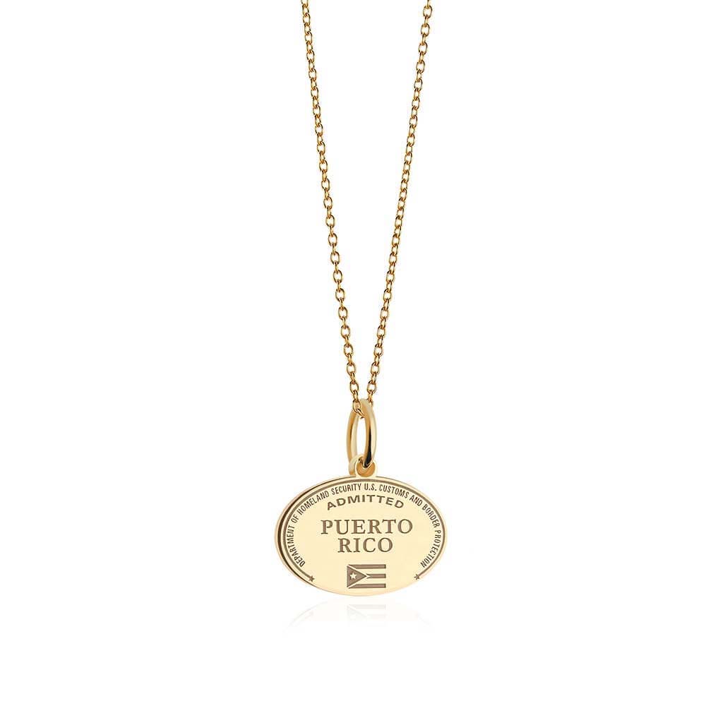 Solid Gold Travel Charm, Puerto Rico Passport Stamp - JET SET CANDY (6930090361016)