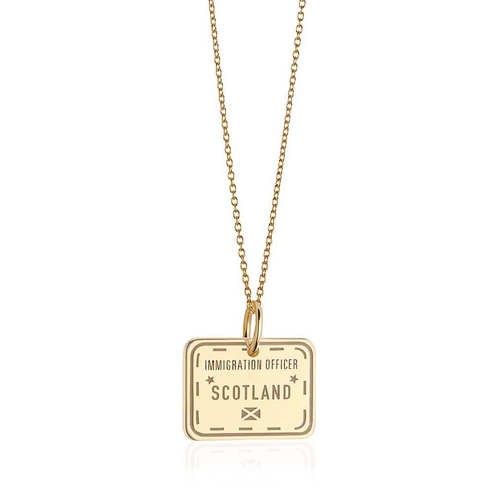 Solid Gold Travel Charm, Scotland Passport Stamp - JET SET CANDY (6930072207544)