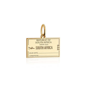South Africa Passport Stamp Charm Solid Gold