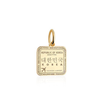 South Korea Passport Stamp Charm Solid Gold