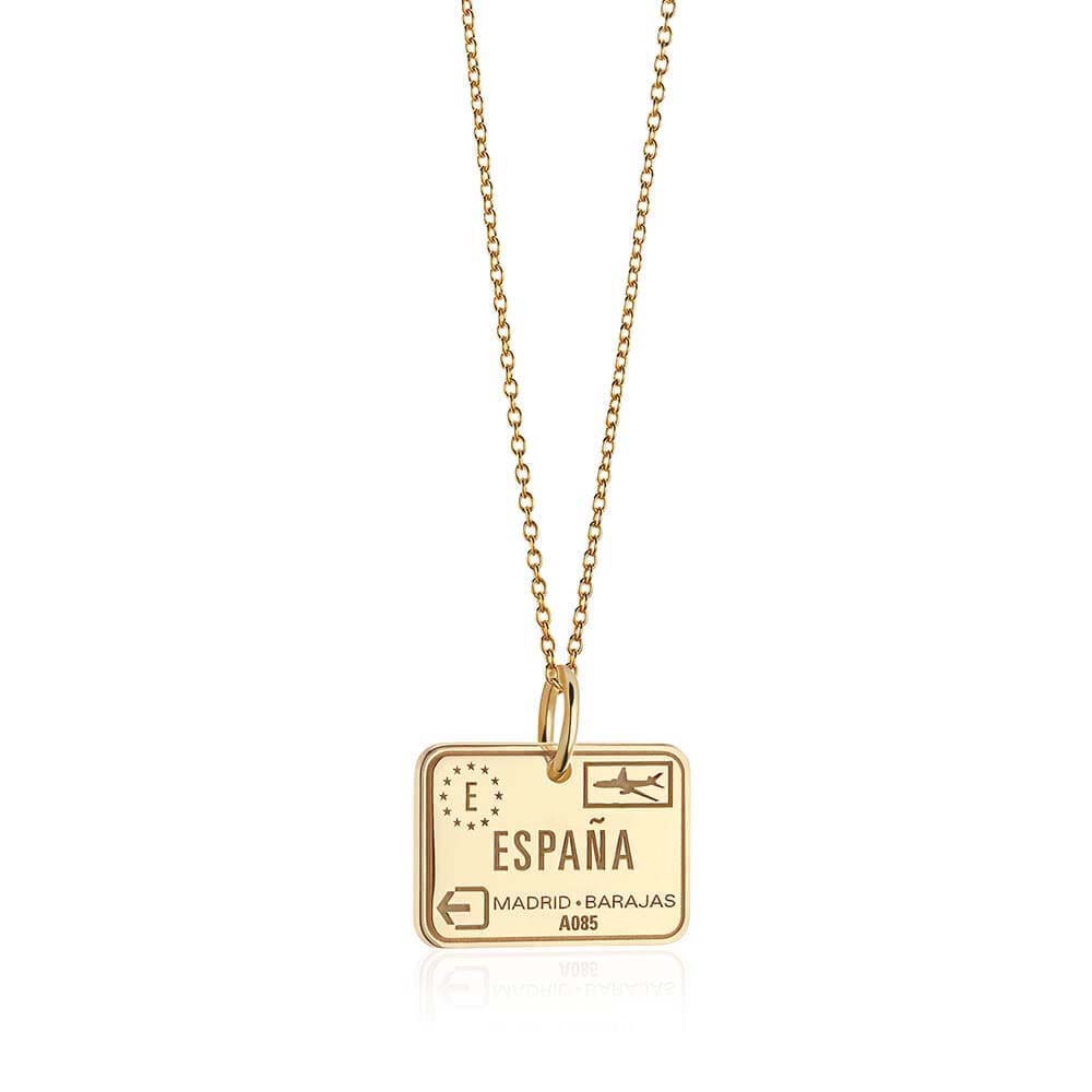 Solid Gold Spain Passport Stamp Charm (6571809996984)