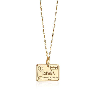 Spain Passport Stamp Charm Solid Gold