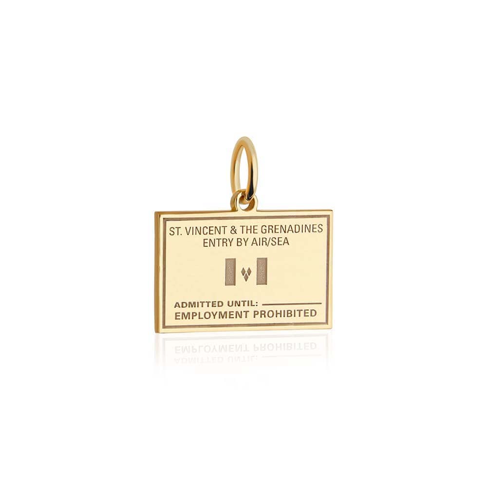 Saint Vincent and the Grenadines Passport Stamp Charm Solid Gold