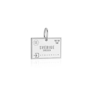 Sweden Passport Stamp Charm Silver