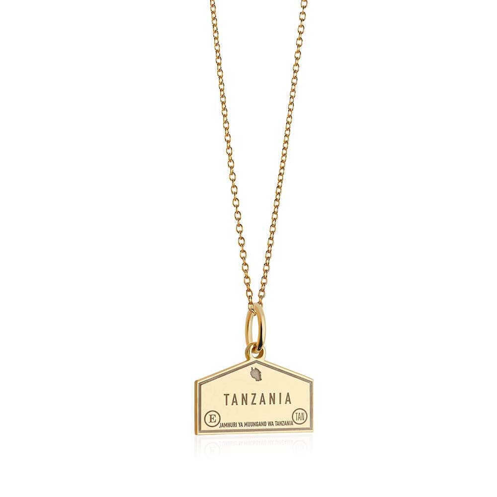 Solid Gold Travel Charm, Tanzania Passport Stamp - JET SET CANDY (6930083872952)