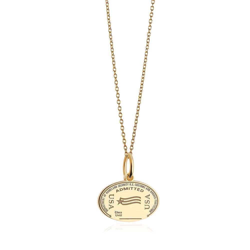 Solid Gold USA United States Passport Stamp Charm - JET SET CANDY  (1925238456378)