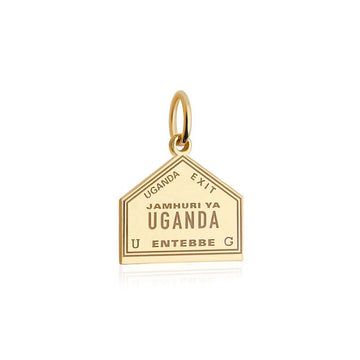 Uganda Passport Stamp Charm Solid Gold