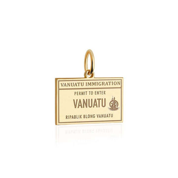 Solid Gold Travel Charm, Vanuatu Passport Stamp