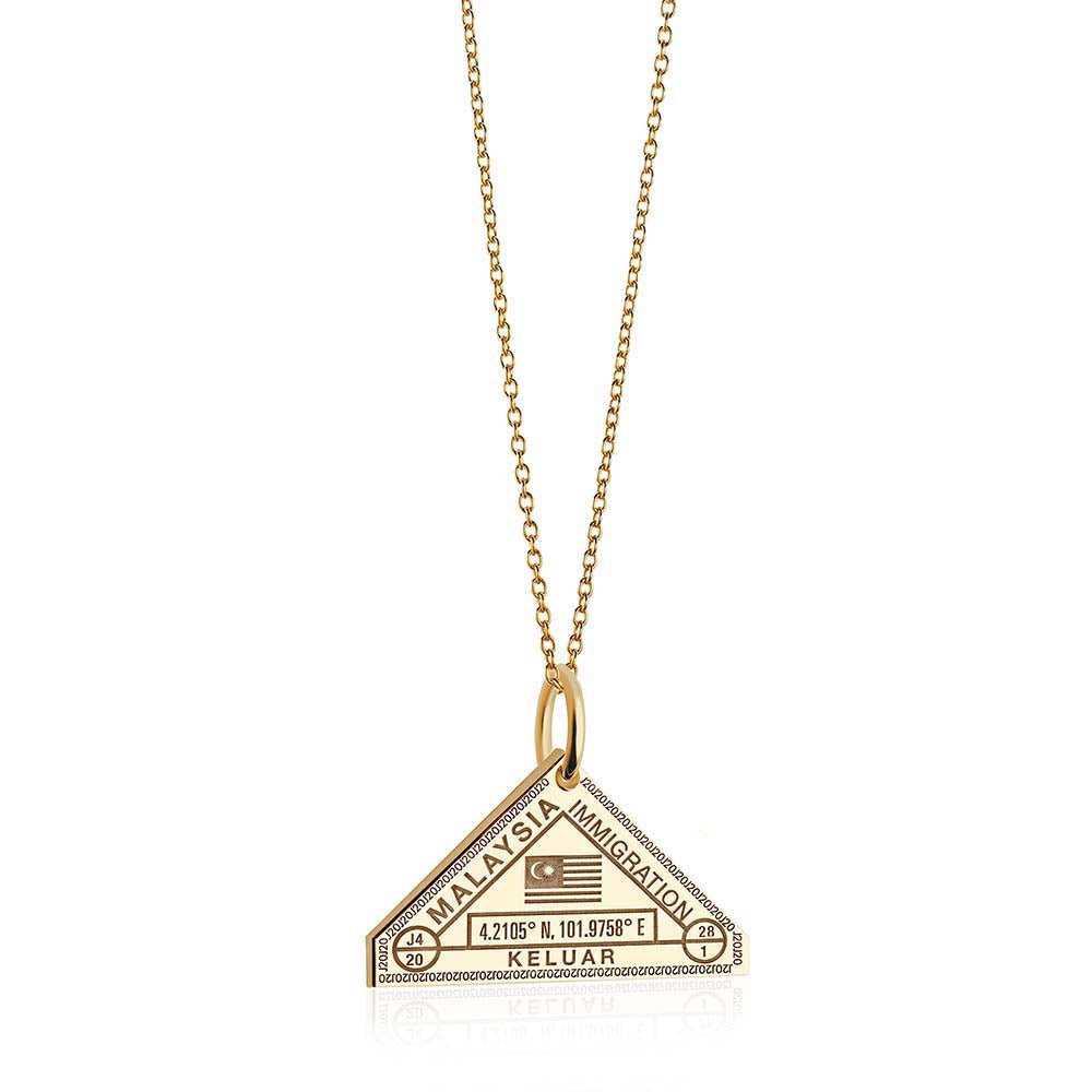 Solid Gold Travel Charm, Malaysia Passport Stamp - JET SET CANDY (6930063392952)