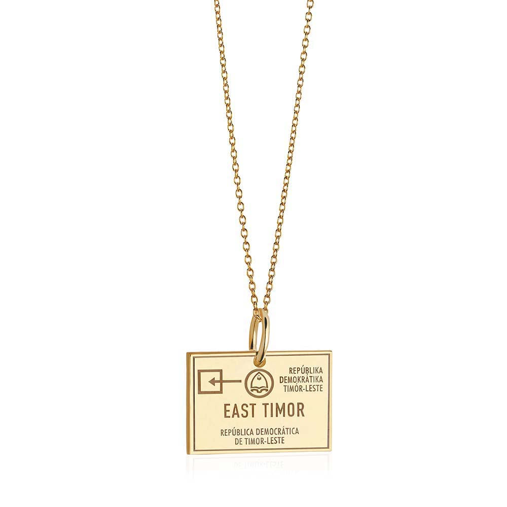 Solid Gold Charm, Timor-Leste Passport Stamp - JET SET CANDY (6930067292344)